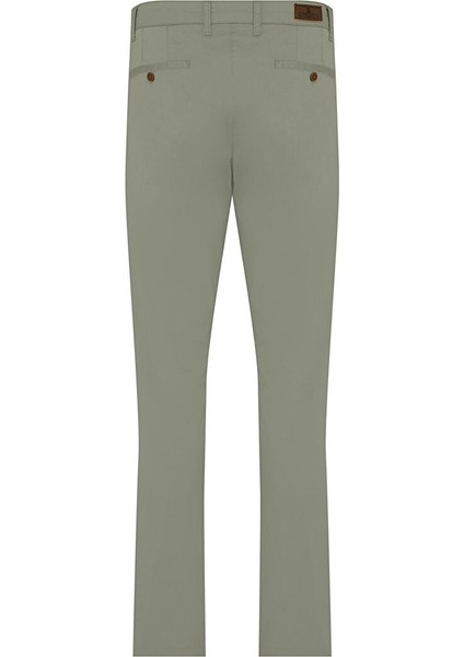 Yeşil Regular Fit Düz Pamuklu Yandan Cep Kanvas Pantolon