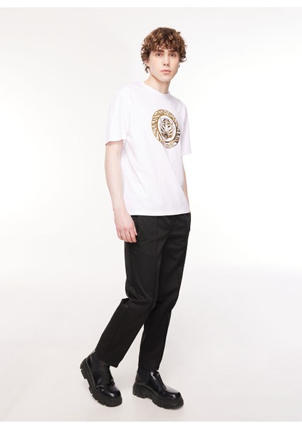 Bisiklet Yaka Beyaz Erkek T-Shirt 75OAHT01 modelleri