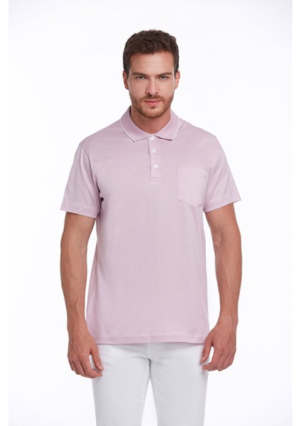 Lila Regular Fit Düz 100% Pamuk Polo Yaka Tişört fiyatları