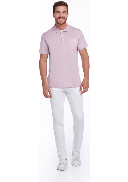 Lila Regular Fit Düz 100% Pamuk Polo Yaka Tişört fırsatları