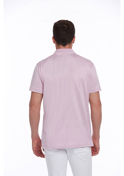 Lila Regular Fit Düz 100% Pamuk Polo Yaka Tişört