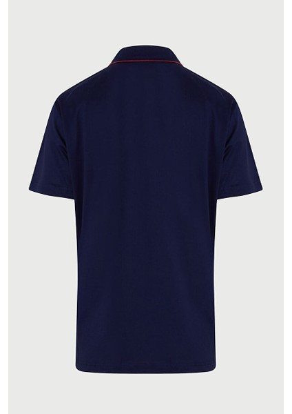 Lacivert Regular Fit Düz 100% Pamuk Polo Yaka Tişört