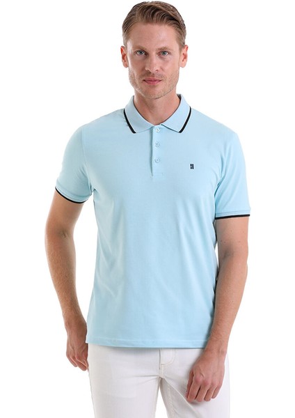Mavi Regular Fit Düz 100% Pamuklu Polo Yaka Tişört