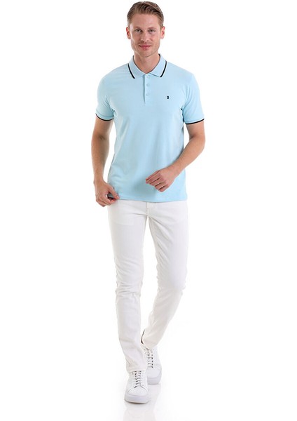 Mavi Regular Fit Düz 100% Pamuklu Polo Yaka Tişört