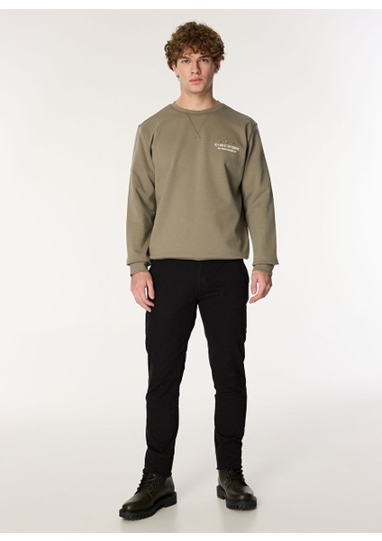 Gmg Fırenze Açık Haki Erkek Bisiklet Slim Fit Sweatshirt GU24MFW08017