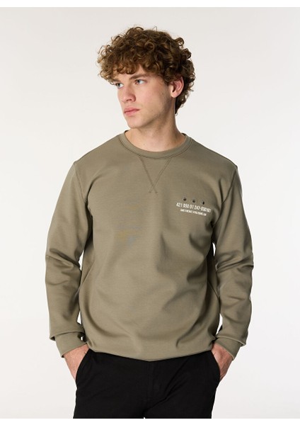 Gmg Fırenze Açık Haki Erkek Bisiklet Slim Fit Sweatshirt GU24MFW08017