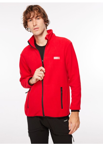 Kırmızı Erkek Kapüşon Yaka Standart Fit Polar Sweatshırt D3WM-SWT2