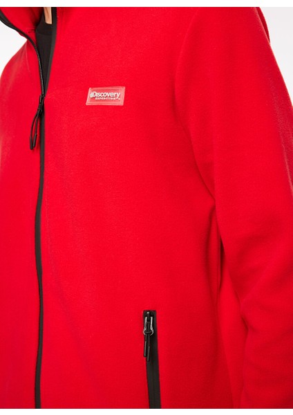 Kırmızı Erkek Kapüşon Yaka Standart Fit Polar Sweatshırt D3WM-SWT2