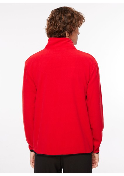 Kırmızı Erkek Kapüşon Yaka Standart Fit Polar Sweatshırt D3WM-SWT2