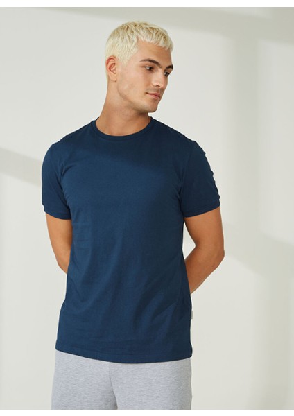 Bisiklet Yaka Koyu Mavi Erkek T-Shirt A266T2T02-