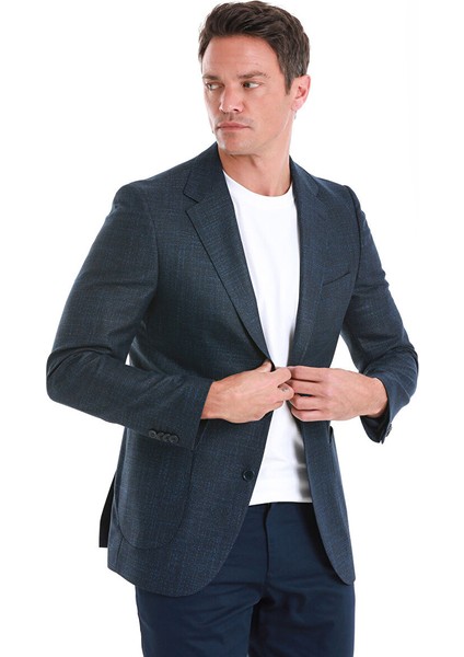 Lacivert Slim Fit Mono Yaka Klasik Ceket modelleri