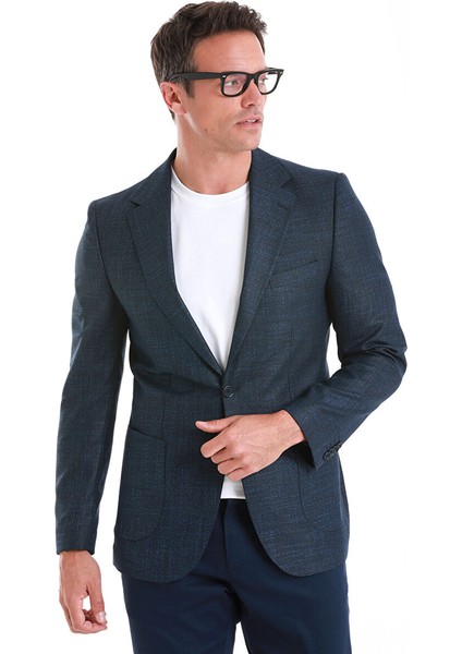 Lacivert Slim Fit Mono Yaka Klasik Ceket fırsatları