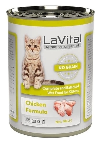 Lavital Kitten Tahılsız Tavuklu Yavru Konserve Kedi Maması 400 gr