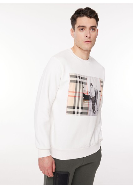 Kapüşon Yaka Krem Erkek Sweatshırt Sew G629 Vır_snapshot Regular Fıt