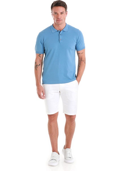 Indigo Regular Fit Düz Polo Yaka Tişört