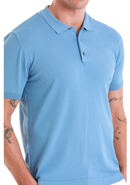 Indigo Regular Fit Düz Polo Yaka Tişört