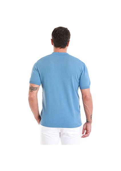 Indigo Regular Fit Düz Polo Yaka Tişört