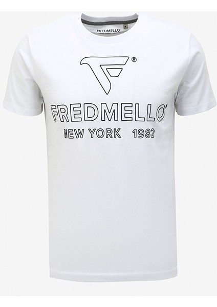 Bisiklet Yaka Beyaz Erkek T-Shirt FM23W02TG
