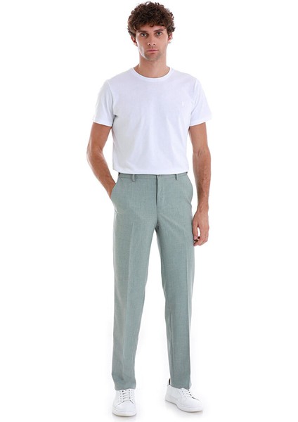 Yeşil Regular Fit Yandan Cepli Kumaş Pantolon