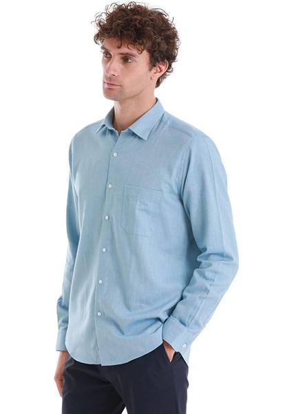 Mavi Slim Fit Desenli 100% Pamuklu Düğmeli Yaka Uzun Kollu Casual Gömlek modelleri