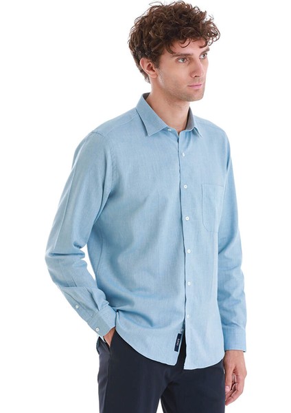 Mavi Slim Fit Desenli 100% Pamuklu Düğmeli Yaka Uzun Kollu Casual Gömlek fırsatları