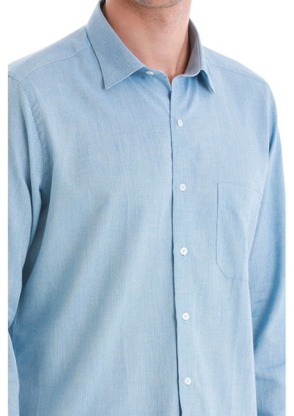 Mavi Slim Fit Desenli 100% Pamuklu Düğmeli Yaka Uzun Kollu Casual Gömlek indirimleri