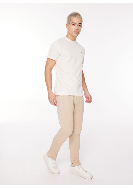 Lastikli Bel Slim Fit Bej Erkek Eşofman Altı UMA23072PA
