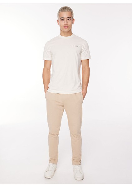 Lastikli Bel Slim Fit Bej Erkek Eşofman Altı UMA23072PA