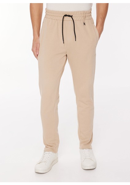 Lastikli Bel Slim Fit Bej Erkek Eşofman Altı UMA23072PA