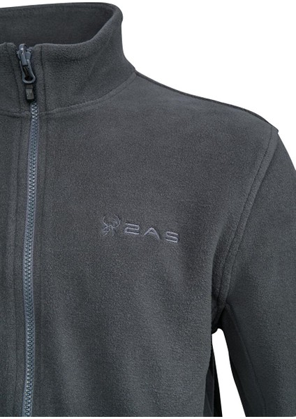Saka Tam Fermuarlı Erkek Polar Sweatshirt Antrasit