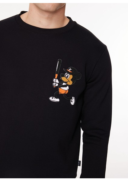 Bisiklet Yaka Siyah Erkek Sweatshırt Sew G501 Mouse_downtown Regular Fıt