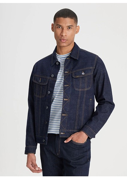 Trucker Jean Koyu Lacivert Erkek Denim Ceket L89ZLJ049