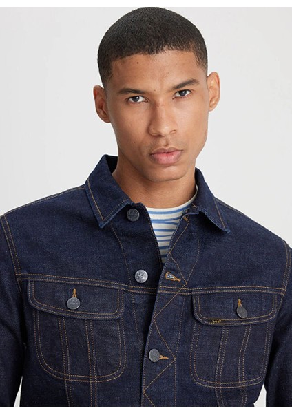 Trucker Jean Koyu Lacivert Erkek Denim Ceket L89ZLJ049 fiyatları