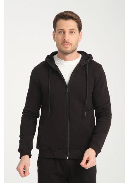 3 Iplik Fermuarlı Kapşonlu Sweatshırt 6052