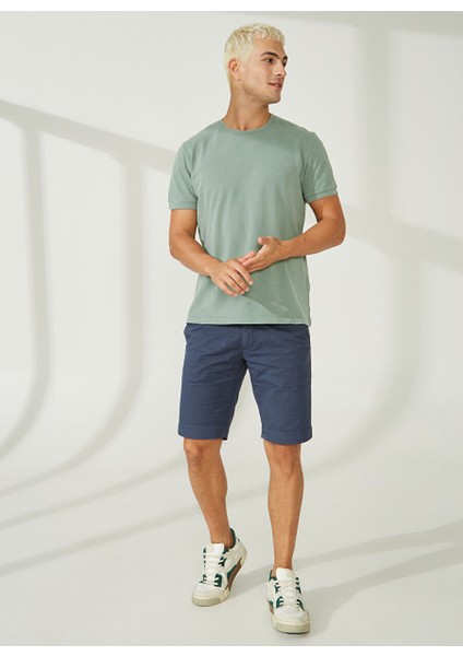 Normal Bel Slim Fit Koyu Mavi Erkek Bermuda Şort A261NAT99TC502B