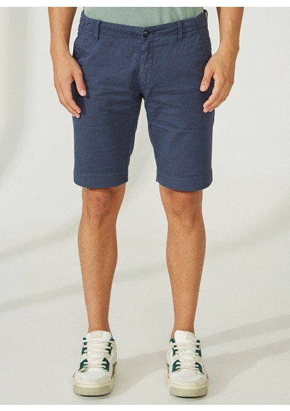 Normal Bel Slim Fit Koyu Mavi Erkek Bermuda Şort A261NAT99TC502B