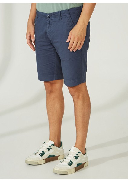 Normal Bel Slim Fit Koyu Mavi Erkek Bermuda Şort A261NAT99TC502B