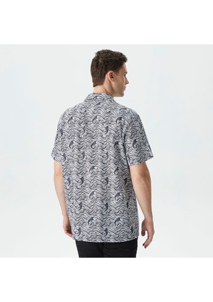 Erkek Beyaz Classic Fit Kısa Kollu Desenli Gömlek fiyatları