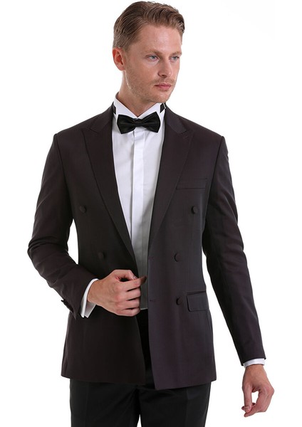 Bordo Slim Fit Düz Sivri Yaka Klasik Kruvaze Smokin Damatlık fiyatları