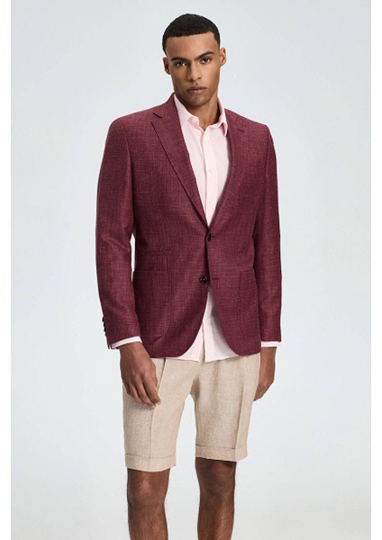 Saf Keten Bordo Yazlık Blazer Ceket modelleri