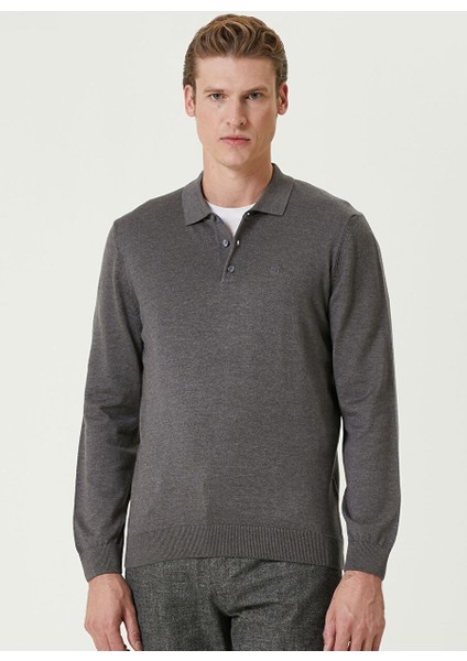 Antrasit Erkek Polo Slim Fit Düz Kazak 1091789 fiyatları