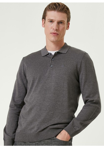 Antrasit Erkek Polo Slim Fit Düz Kazak 1091789 modelleri