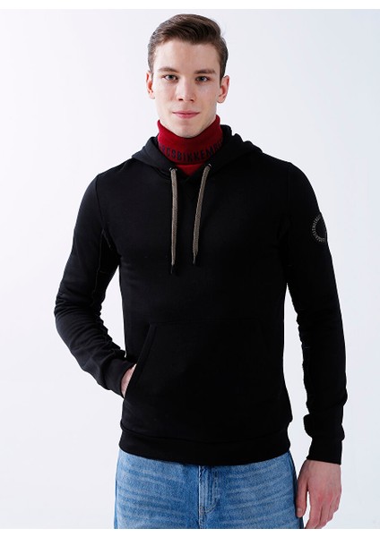 Kapüşon Yaka Siyah Erkek Sweatshırt C 6 240 01 M 4443