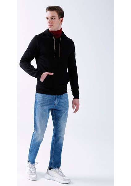 Kapüşon Yaka Siyah Erkek Sweatshırt C 6 240 01 M 4443