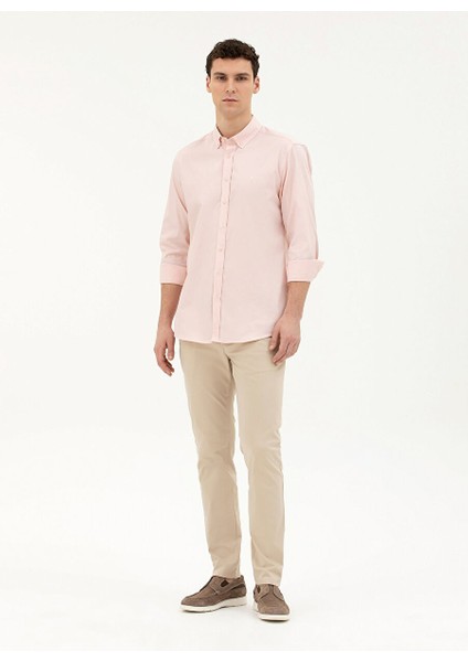 Normal Bel Normal Paça Slim Fit Bej Erkek Pantolon Rıves