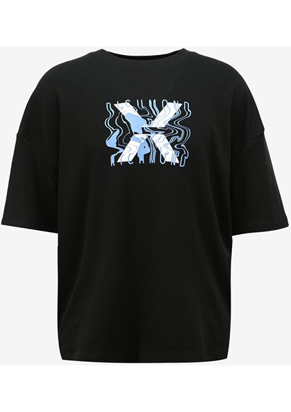 Bisiklet Yaka Siyah Erkek T-Shirt UMA23004TS