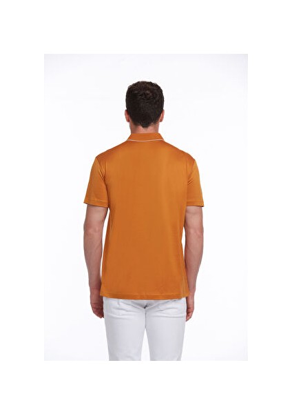 Turuncu Regular Fit Düz 100% Pamuk Polo Yaka Tişört