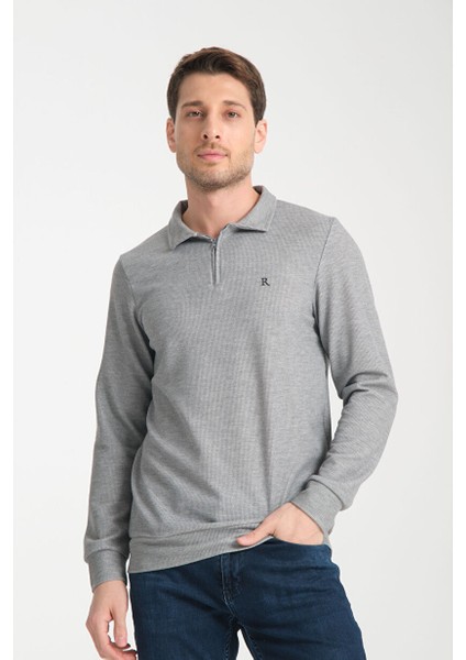 Erkek Yarım Fermuarlı Uzun Kol Sweatshirt 7702