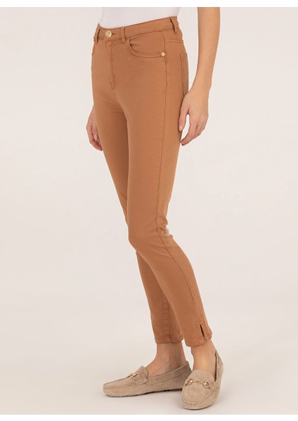 Yüksek Bel Skinny Fit Kahve Kadın Pantolon DERIN-23Y