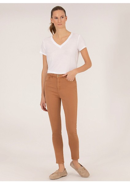 Yüksek Bel Skinny Fit Kahve Kadın Pantolon DERIN-23Y fiyatları